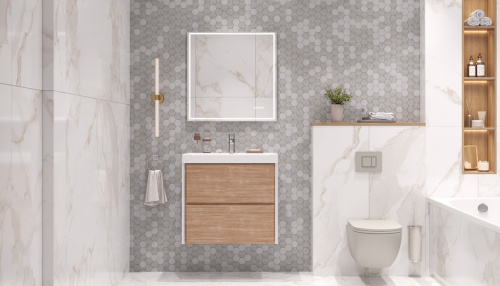 Тумба под раковину Velvex GESSO tpGES.70.2Y-25.21 69х39х59 подвесная цвет белый/дуб сонома - фото 5