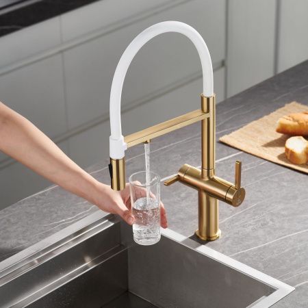 Смеситель для кухни Rose R458G на мойку золото