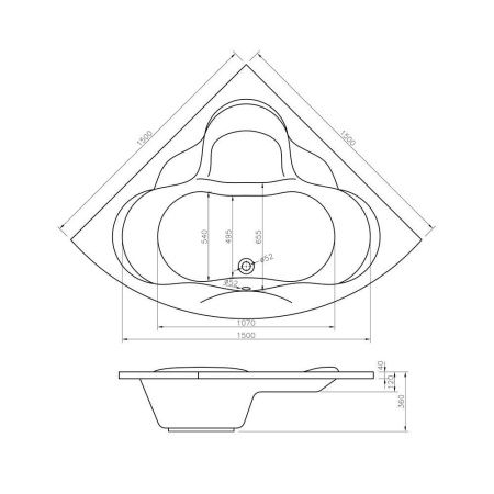 Ванна акриловая Lavinia Boho Elegant 37050150 150х150 встраиваемая четверть круга без каркаса