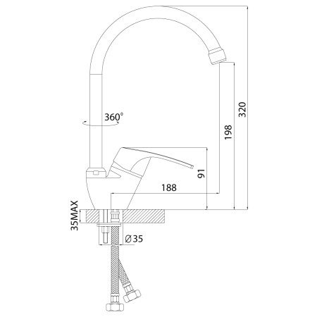 Смеситель для кухни Rossinka D D40-23 на мойку хром