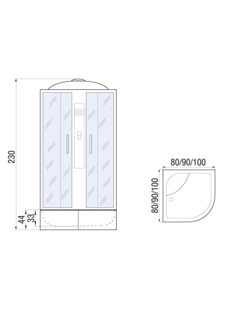 Душевая кабина River DESNA XL 90/44 TH -10000006150 90х90 четверть круга с крышей ориентация универсальная Душевая кабина River DESNA XL 90/44 TH -10000006150 90х90 четверть круга с крышей ориентация универсальная