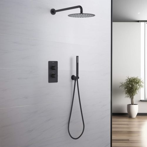 Душевая система Aquatek ЕВРОПА AQ1376MB встраиваемая в стену цвет черный с термостатом - фото 4