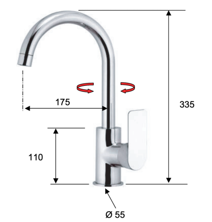 Смеситель для кухни Remer Infinity I72NO на мойку черный