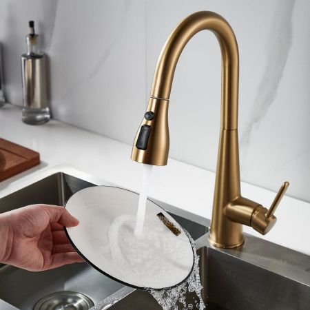 Смеситель для кухни Shevanik S363G на мойку золото