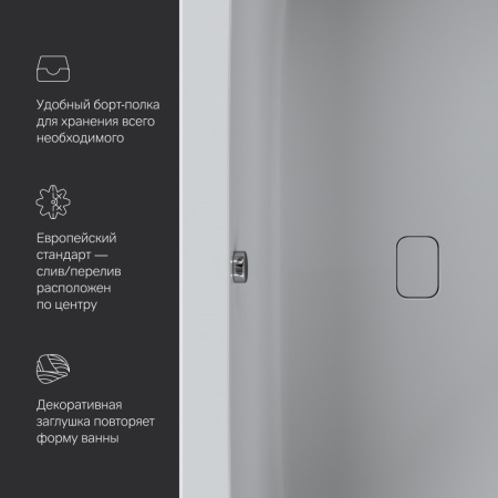 Ванна акриловая Am.Pm Func W84A-170-080W-A 170х80 пристенная прямоугольная без каркаса