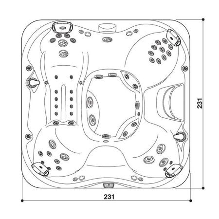 Минибассейн Jacuzzi J375 ZM12RY0EWM0 230х230 квадратный отдельностоящий стереосистема