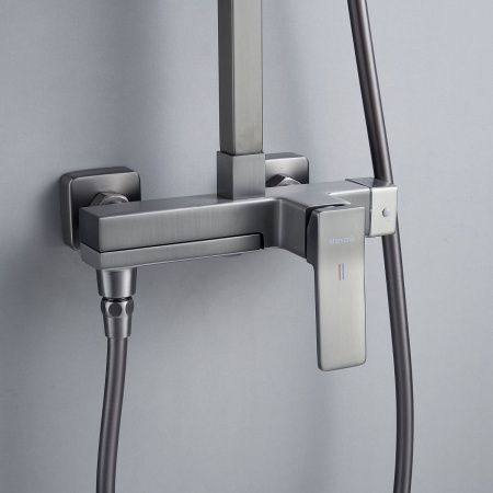 Душевая стойка Shevanik S4636T настенная цвет оружейная сталь