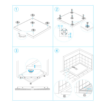 Душевой поддон RGW Stone Tray 16152010-01K 100х100 искусственный камень белый с ножками