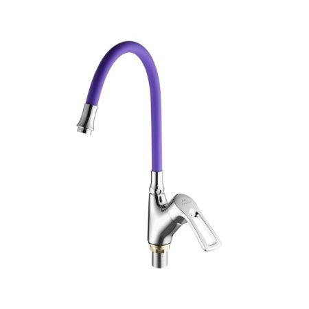 Смеситель для кухни Fashun A4466+A7254 на мойку хром/фиолетовый