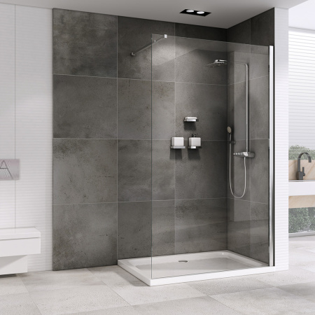 Душевая перегородка Abber Immer Offen AG61090 90х200 стекло прозрачное профиль хром глянцевый