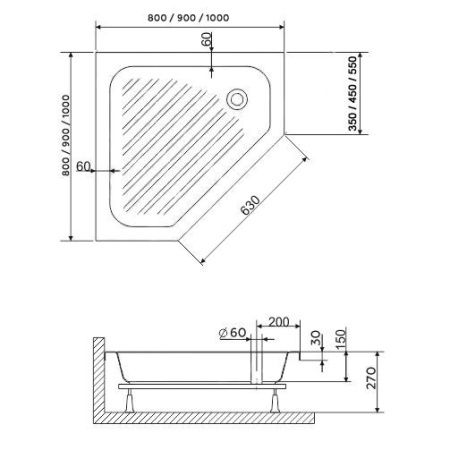 Душевой поддон акриловый RGW Acryl 16180588-51 80х80 белый