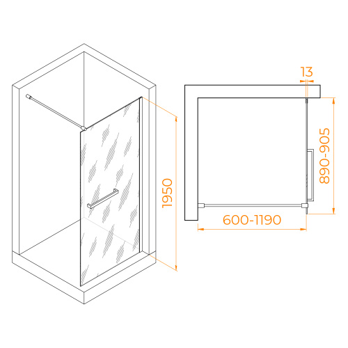 Душевая перегородка RGW Walk In 35104009-14 90х195 стекло прозрачное профиль черный - фото 2 Душевая перегородка RGW Walk In 35104009-14 90х195 стекло прозрачное профиль черный - фото 2