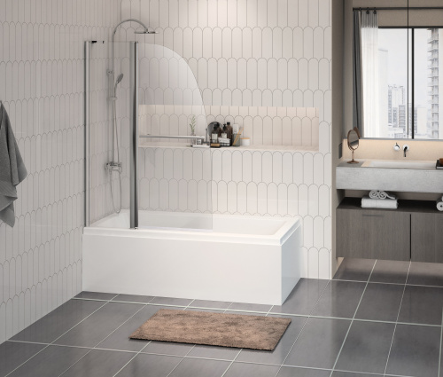 Душевая шторка на ванну Azario Boston AZ-142TB 100x140 стекло прозрачное профиль хром ориентация универсальная - фото 4