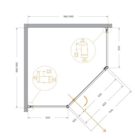 Душевой уголок Cezares ECO ECO-O-P-1-100-C-Cr 100х100 стекло прозрачное профиль хром без поддона