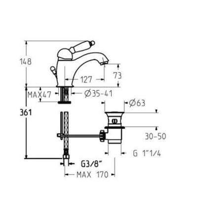 Смеситель Gattoni Set doccia 2746/27D0 OLD на раковину золото