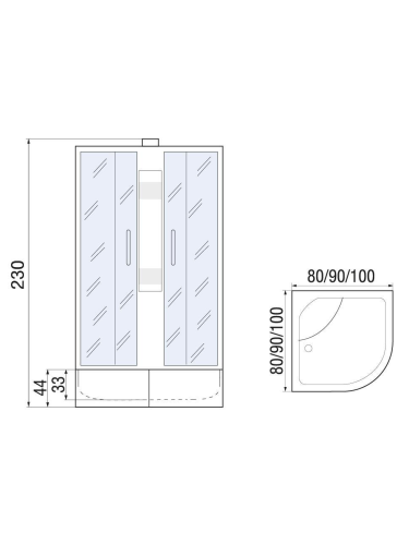 Душевая кабина River NARA Б/К XL 100/44 MT (10000006203) 100х100 четверть круга - фото 2