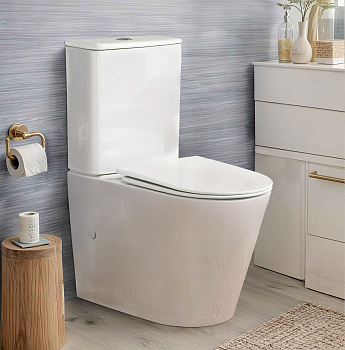 Унитаз напольный с бачком Cerutti SPA CT10560 белый с сиденьем микролифт безободковый смыв торнадо