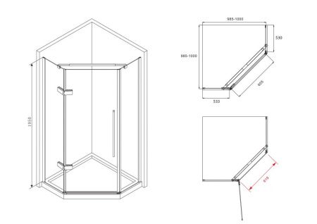 Душевой уголок Abber Ewiges Wasser AG05100M 100х100 стекло матовое профиль хром без поддона