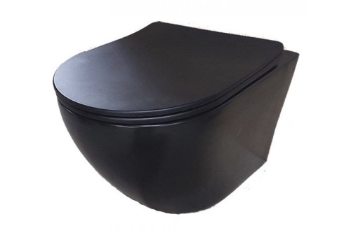 Унитаз Relisan WM 703 Black Гл000026452 черный с сиденьем микролифт безободковый каскадный смыв - фото 2