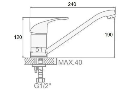 Смеситель для кухни D-Lin D154409 на мойку хром