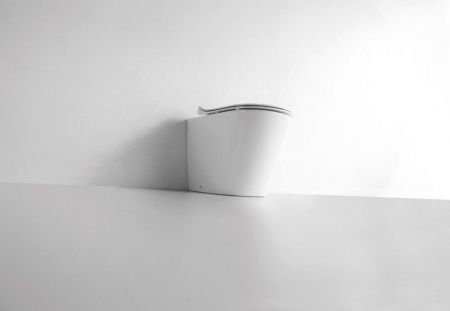 Унитаз приставной CeramaLux 3178 белый с сиденьем микролифт безободковый каскадный смыв