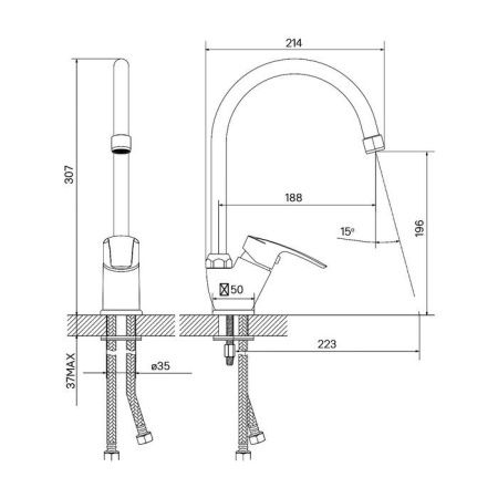 Смеситель для кухни IDDIS Ray RAYSB00i05 на мойку хром