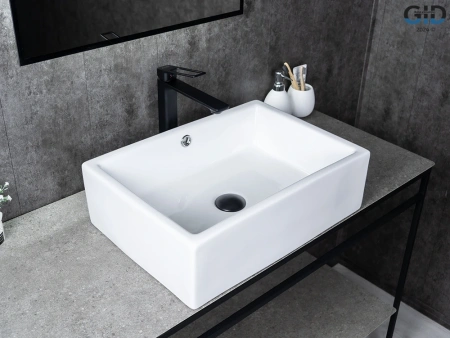 Раковина керамическая Gid Geométrico 51125 50х40 накладная цвет белый без отверстий под смеситель