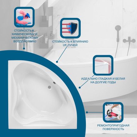 Ванна акриловая Santek Сан-паулу 1WH302399 150х150 угловая четверть круга без каркаса