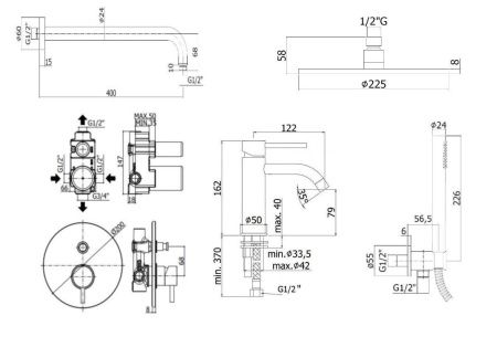 Душевая система Paffoni Light KITLIG015HGSP071 встраиваемая в стену