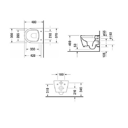 Унитаз подвесной Duravit Me by Starck 45300900A1 (253009+002019) белый с сиденьем микролифт безободковый
