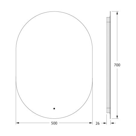 Зеркало с подсветкой Defesto OPTI DF 2913R 50х70 подвесное