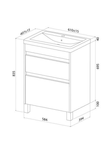 Тумба с раковиной IDDIS Zodiac X ZDX60WFi95K 61х41х84 напольная цвет белый - фото 4