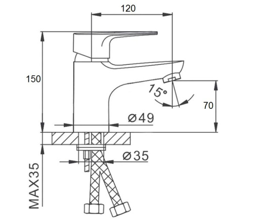 Смеситель D-Lin D110428 на раковину хром - фото 2