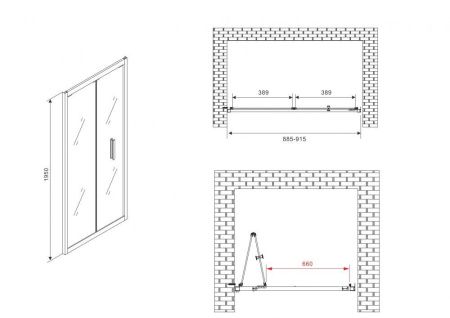 Душевая дверь Abber Sonnenstrand AG07090 90х195 стекло прозрачное профиль хром