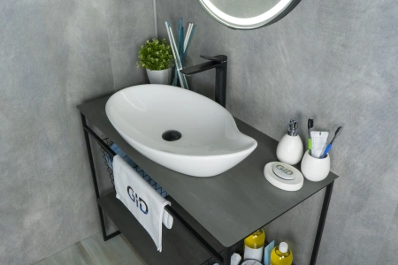 Раковина керамическая Gid Creativo 51116 70х40 накладная цвет белый без отверстий под смеситель