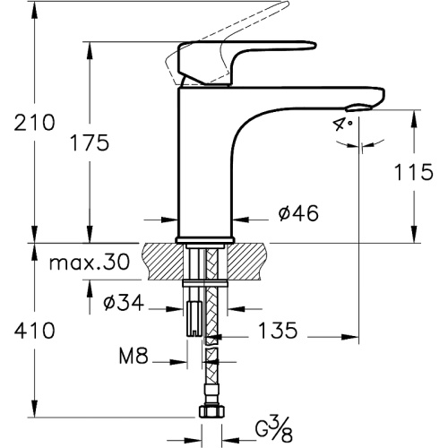 Смеситель Vitra Root Round A4270626EXP на раковину медь - фото 2