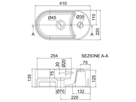 Раковина из санфаянса Scarabeo Seventy 8093 41х22 накладная цвет белый