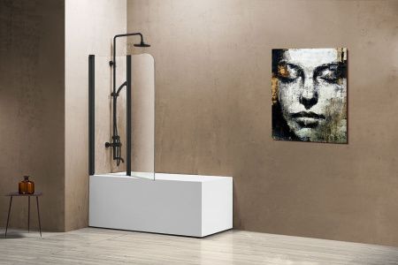 Душевая шторка на ванну Vincea VSB VSB-12114CLB 115х140 стекло прозрачное профиль черный ориентация универсальная