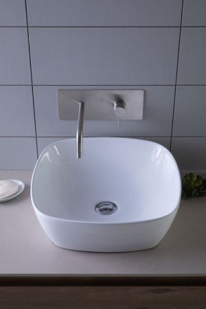 Раковина керамическая Aquanet Trend TREND-1 40х40 накладная цвет белый без отверстий под смеситель