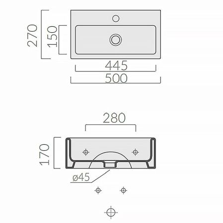 Раковина из сантехнического фарфора Galassia Plus Design 6031M 50х30 накладная цвет белый 1 отверстие под смеситель