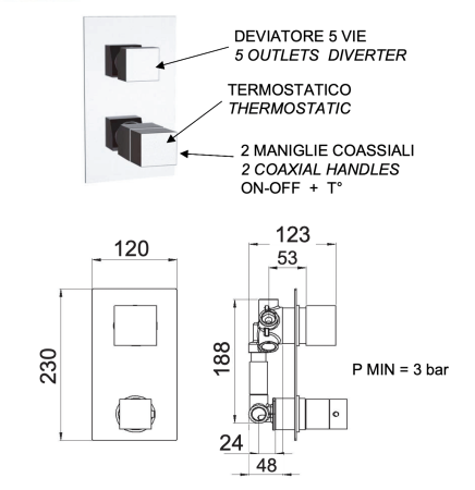Смеситель для душа Remer Q-Elegance QT95 встраиваемый в стену хром