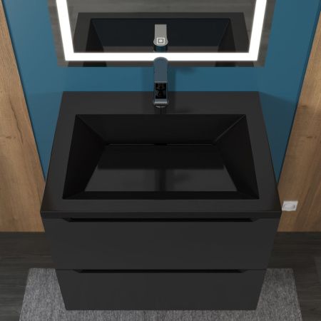 Раковина из искусственного камня Uperwood Olivia ROlivia60bg 60х50 полувстраиваемая цвет черный