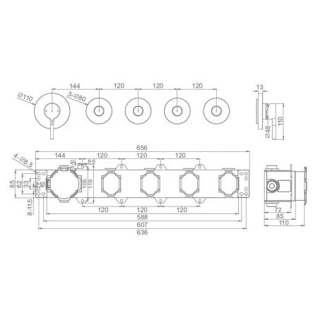 Смеситель для ванны и душа Raglo R20 R20.274 встраиваемый в стену хром