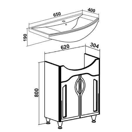 Тумба под раковину Runo ТОЛЕДО 00000001038 60х30 напольная цвет белый