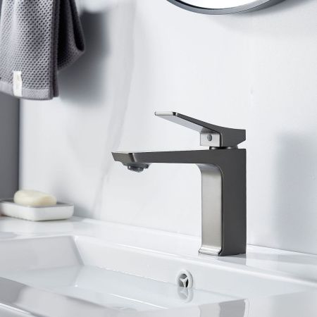 Смеситель Shevanik S4401T на раковину оружейная сталь