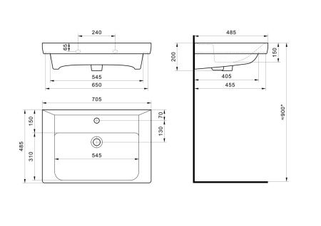 Раковина из сантехнического фарфора Santek Тигода WH302083 70х50 накладная цвет белый