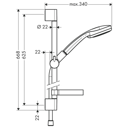 Душевой гарнитур Hansgrohe Croma 100 27776000 настенный хром