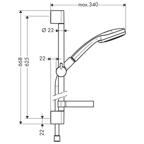 Душевой гарнитур Hansgrohe Croma 100 27776000 настенный хром - фото 2