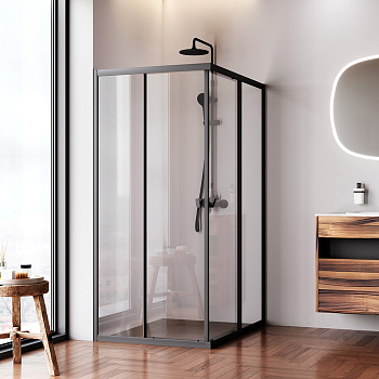 Душевой уголок Am.Pm Sunny W87G-403-12090-BT 118х88 стекло прозрачное профиль черный матовый без поддона