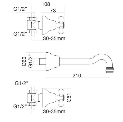 Смеситель для раковины Fiore 26OO0636 настенный золото - фото 3